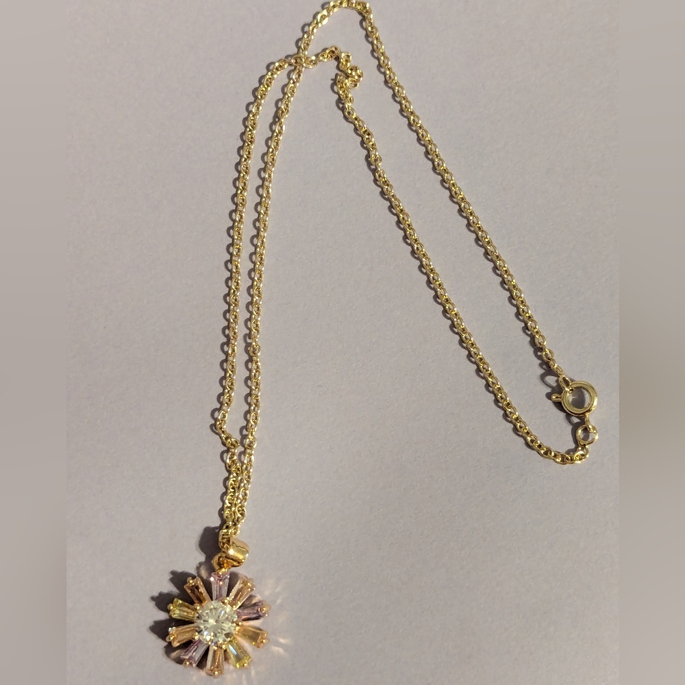 Pretty Bird Gold and Purple Flower Necklace